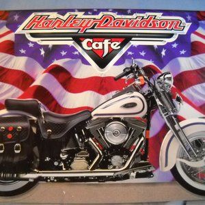 Vintage HARLEY DAVIDSON 1998 Cafe Menu New York & Las Vegas.